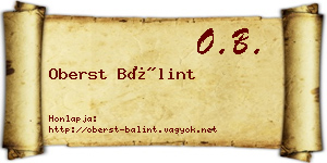 Oberst Bálint névjegykártya